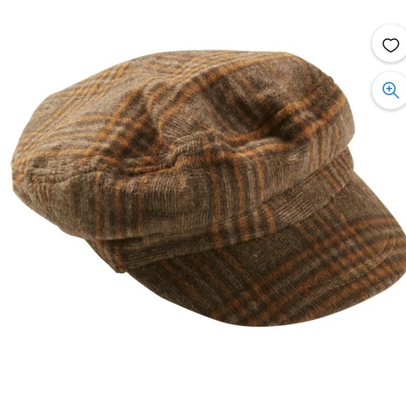 Womens Brown Plaid Hat with Brim Checkered Brown - Picture 8 of 8